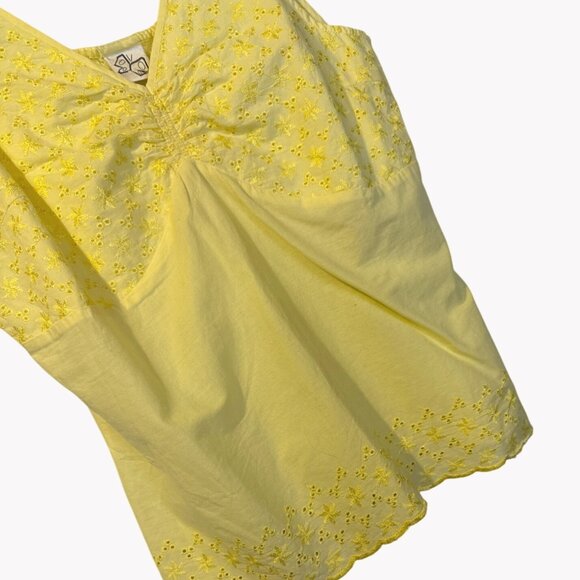 Deadstock Vintage Y2K Self Esteem Yellow Sleeveless Eyelet Babydoll Top M - Picture 5 of 5